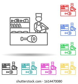 meat section multi color style icon. Simple thin line, outline vector of mall shopping center icons for ui and ux, website or mobile application