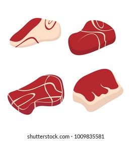 Meat set isolated on white background. Red mat set.