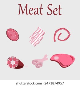 Meat set of six types of meat products