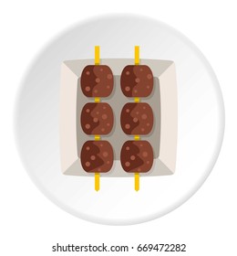Meat shashlik icon in flat circle isolated on white background vector illustration for web