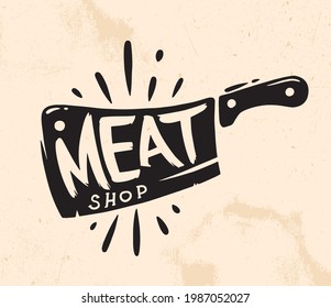 Meat shop graphics, logos, labels and badges. Vector illustration