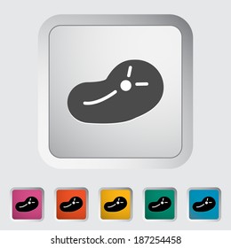 Meat. Single flat icon on the button. Vector illustration.
