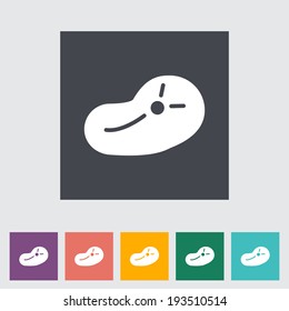 Meat. Single flat icon on the button. Vector illustration.