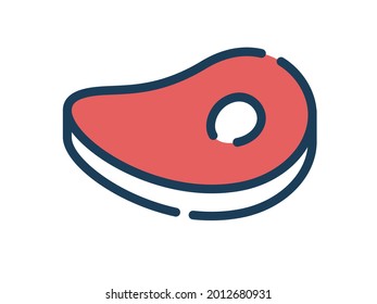 meat single isolated icon with dash or dashed line style