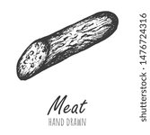 Meat sketch vector isolated illustration, hand drawn pencil sketch.