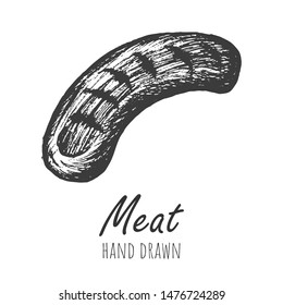 Meat sketch vector isolated illustration, hand drawn pencil sketch.