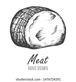Meat sketch vector isolated illustration, hand drawn pencil sketch.
