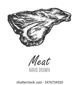 Meat sketch vector isolated illustration, hand drawn pencil sketch.