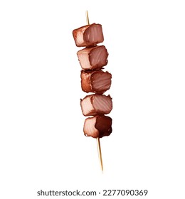 Meat Skewer Detailed Hand Drawn Illustration Painting