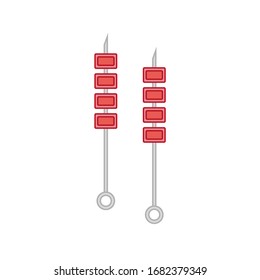 meat skewer on white background
