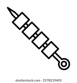 Meat Skewer Vector Line Icon Design