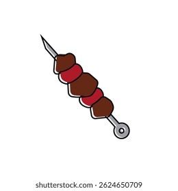 Meat skewer with vegetables. Vector illustration