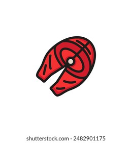 Meat slice line icon. Beef, steak, cooking. Food concept. Vector illustration can be used for topics like barbecue, dinner, gourmet