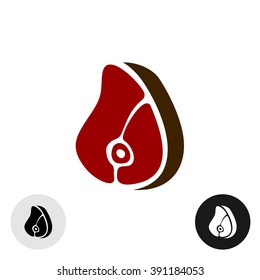 Meat slice logo. Simple meat icon. Color and black versions.