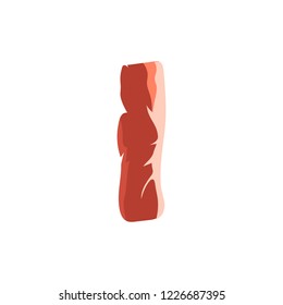 Meat slice. Piece of meat (pork ham) on white background. Vector illustration.