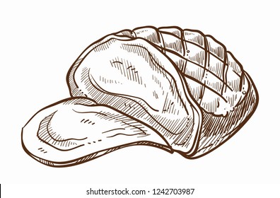 Meat Sliced Food Traditional Serving On Holidays Isolated Icon