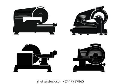 meat slicer vector silhouette set, meat slicer glyph icon vector set. meat slicer sign set