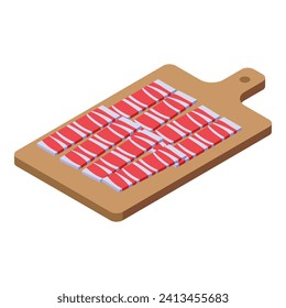 Meat slices board icon isometric vector. Leg gourmet. Slice animal pork
