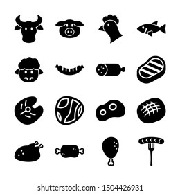 meat solid icons vector design