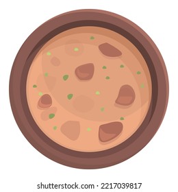 Vector de dibujos animados de icono de sopa de carne. República Checa. Región del agua