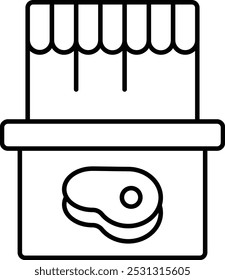 Diseño de ícono de línea de Vector de puesto de carne