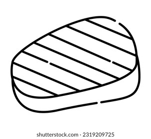 Meat steak black and white vector line icon