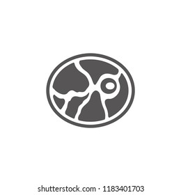 Meat steak with bone silhouette vector illustration. Barbecue or buther shop graphics isolated on white background.