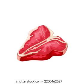 Meat steak with bone vector illustration. Cartoon isolated beef steak slice for cooking on dinner at home or restaurant menu, raw red cow meat to roast and grill on barbecue party, protein food