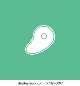 Meat Steak Flat Icon On Green Background