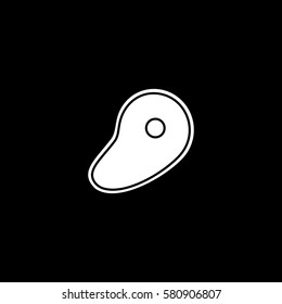 Meat Steak Flat Icon On Black Background