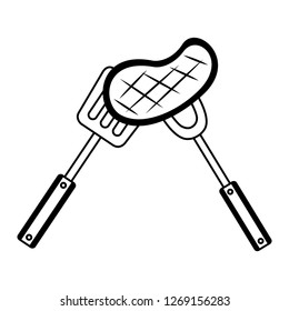 meat steak with fork and spatula