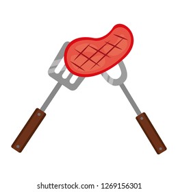 meat steak with fork and spatula