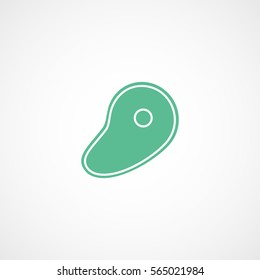 Meat Steak Green Flat Icon On White Background