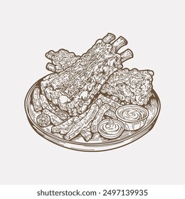 Ilustración de ilustración dibujada a mano de filete de carne