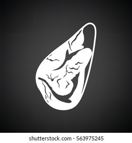 Meat steak icon. Black background with white. Vector illustration.
