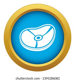 Meat steak icon blue vector isolated on white background for any design