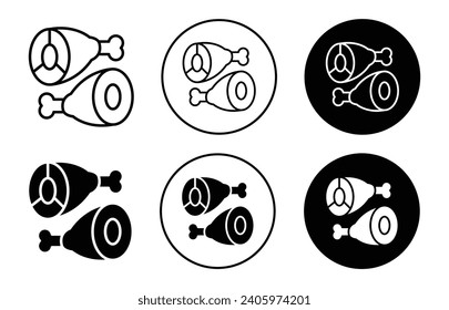 Meat steak icon flat logo symbol set drawing