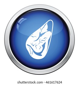 Meat steak icon. Glossy button design. Vector illustration.