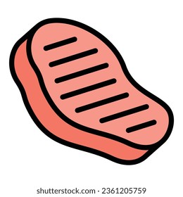 Meat steak icon outline vector. Pork lamb. Raw food color flat