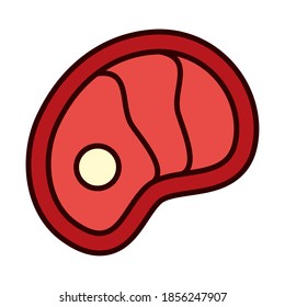 meat steak icon over white background, line and fill style, vector illustration