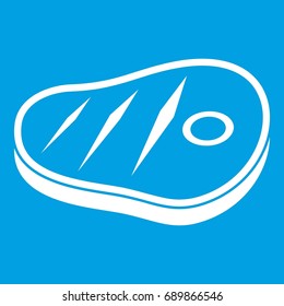 Meat steak icon white isolated on blue background vector illustration
