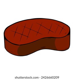 Ilustración de filete de carne Dibujado a mano de color	
