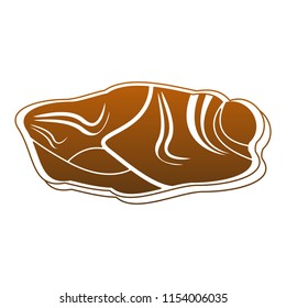 Meat steak isolated orange lines