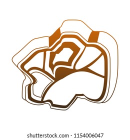 Meat steak isolated orange lines