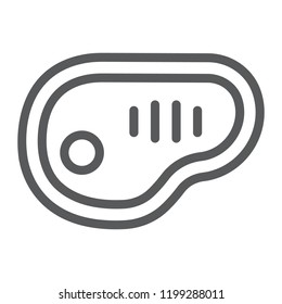 Meat steak line icon, meal and food, beef sign, vector graphics, a linear pattern on a white background, eps 10.