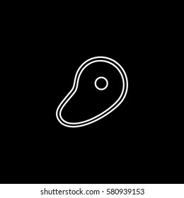 Meat Steak Line Icon On Black Background