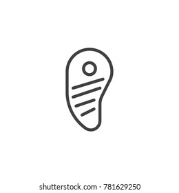 Meat steak line icon, outline vector sign, linear style pictogram isolated on white. Bone beef steak symbol, logo illustration. Editable stroke