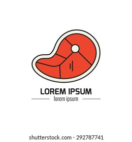 Meat steak logo design template. Modern linear branding element for healthy lifestyle company or food manufacturer. Butcher shop label.