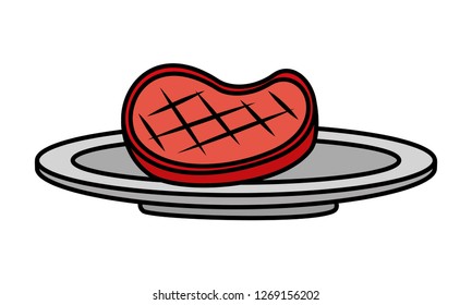 meat steak on dish white background