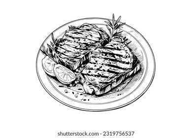 Meat steak the plate
